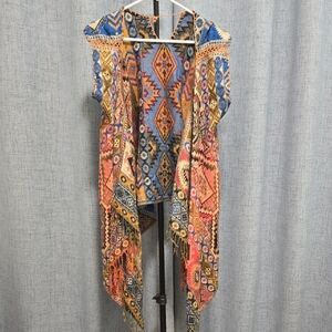 Source Unknown Vibrant Multicolor Tunic Vest Unique and very hip